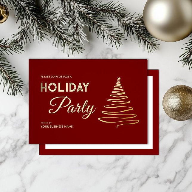 Modern Elegant Red Gold Office Holiday Party (Creator Uploaded)