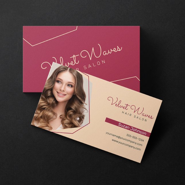 Modern Elegant Red Hair Stylist Makeup Artist Business Card (Creator Uploaded)