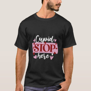 Modern elegant red pink heart cupid stop here T-Shirt