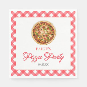 Modern Elegant Red Pizza Party Birthday Party Napkin
