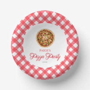 Modern Elegant Red Pizza Party Birthday Party Paper Plate