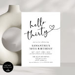 Modern Elegant Red White Hello 30th Birthday Party Invitation<br><div class="desc">Celebrate your big 3-0 with our Modern Elegant Red and White Hello 30th Birthday Party Invitation! Featuring a striking combination of bold red and crisp white, this stylish invitation exudes sophistication and energy. Sleek typography and contemporary design elements make it the perfect way to announce your milestone celebration. Personalise it...</div>