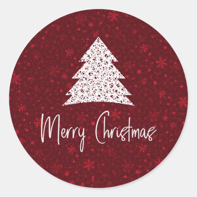 Modern elegant red white Merry Christmas Sticker (Front)