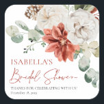 Modern Elegant Red Winter Christmas Bridal Shower Square Sticker<br><div class="desc">Modern Elegant Red Winter Christmas Bridal Shower Square Sticker</div>