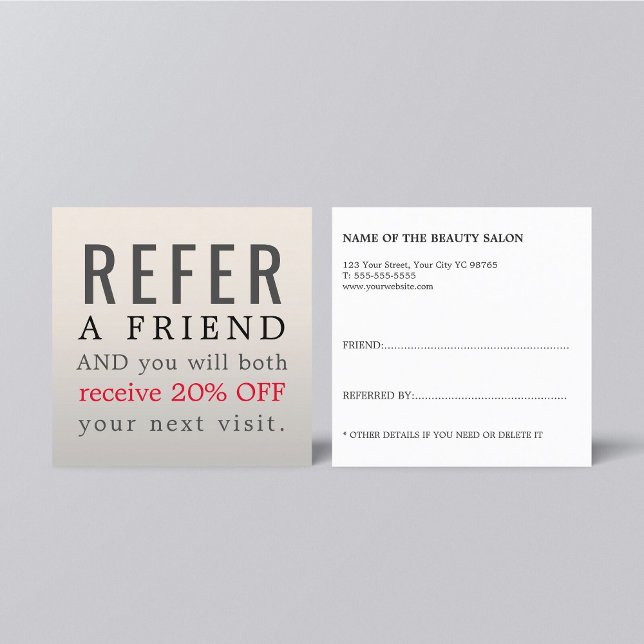 Modern Elegant Red Yellow Beauty Salon Referral Card (Creator Uploaded)