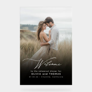 Modern Elegant Rehearsal Dinner Photo Welcome Sign