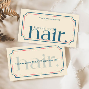 Modern Elegant Retro Blue Beauty Discount Card