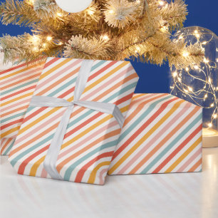 Modern Elegant Retro Colourful Stripes Pattern Wrapping Paper