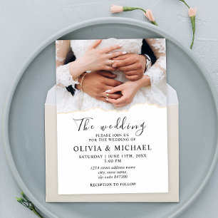 Modern Elegant Rings Bride and Groom Wedding Invitation