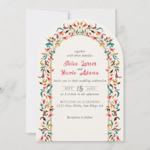 Modern Elegant Romantic Floral Wreath Wedding Invitation