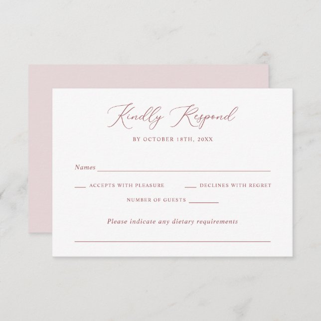 Modern Elegant Romantic Script Wedding RSVP Invitation (Front/Back)