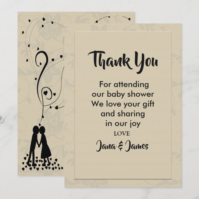 Modern Elegant Romantic  thank you Invitation (Front/Back)