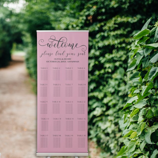 Modern Elegant Romantic Wedding Seating Chart Retractable Banner (Creator Uploaded)
