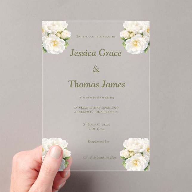 Modern Elegant Rose  Acrylic Invitations (Insitu (Handheld))