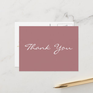 Modern Elegant Rose Faux Gold Script Thank You Postcard