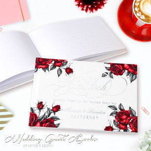 Modern Elegant Rose Floral Wedding Guest Book