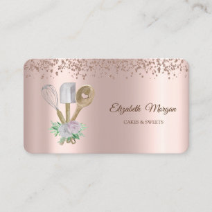 Modern Elegant Rose Gold Cupcake,Sweets,Bakery Bus Business Card