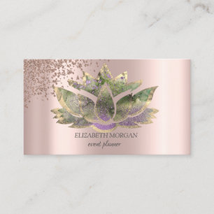 Modern Elegant Rose Gold Diamonds Chic Lotus  Business Card