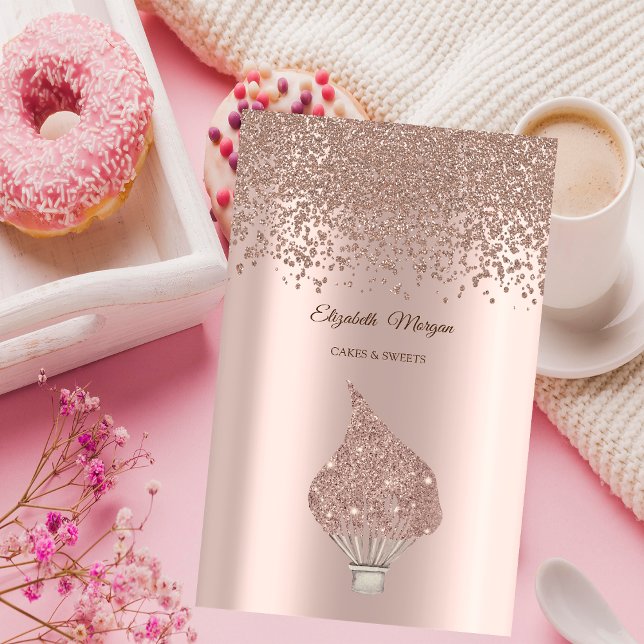 Modern Elegant Rose Gold Diamonds Glitter Whisk  Business Card (Creator Uploaded)