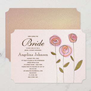 Modern Elegant Rose Gold Floral Bridal Shower Invitation