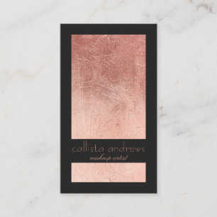 Modern Elegant Rose Gold Foil Black Colour Block Business Card