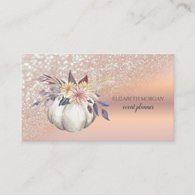 Modern Elegant Rose Gold Glitter Bokeh Ombre Business Card (Front)