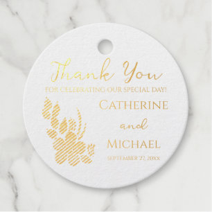Modern Elegant Rose Gold Glitter Floral & Burgundy Favour Tags