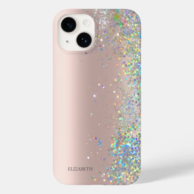 Modern Elegant Rose Gold Glitter Sequins Case-Mate iPhone Case (Back)