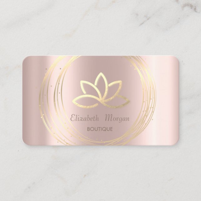 Modern Elegant Rose Gold ,Gold Circles Gold Lotus  Business Card (Front)