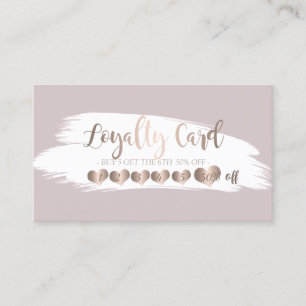Modern Elegant Rose Gold Hearts,Brush Stroke White Loyalty Card