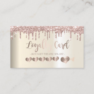 Modern Elegant Rose Gold Hearts,Drips Loyalty Card
