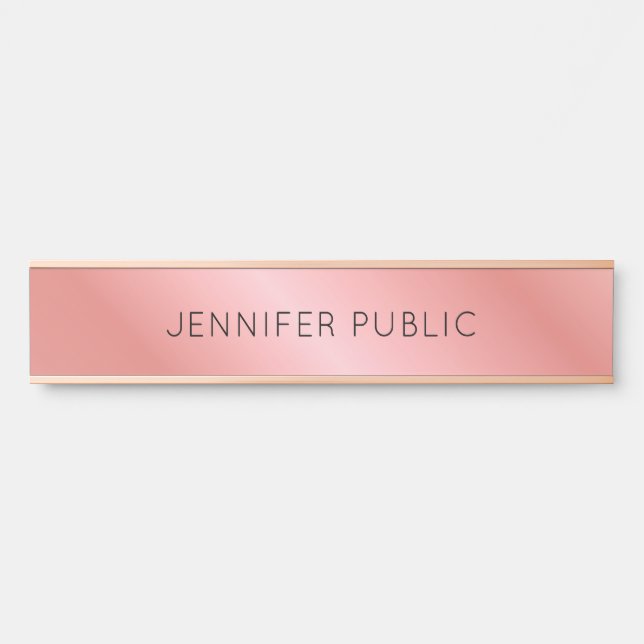 Modern Elegant Rose Gold Personalised Template Door Sign (Front)
