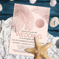 Modern Elegant Rose Gold Pink Palm Tree Wedding