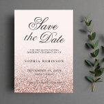 Modern Elegant Rose Gold Save the Date Quinceañera<br><div class="desc">Modern and elegant blush pink,  rose gold glitter ombre script save the date card Quinceañera 15th Birthday Invitation. Sweet 15 birthday party featuring black modern calligraphy. Stylish and unique custom design template.
Can also be used for Sweet 16,  any birthday or graduation.</div>