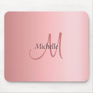 Modern Elegant Rose Gold Template Monogram Mouse Mat
