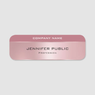 Modern Elegant Rose Gold Template Rectangle Name Tag