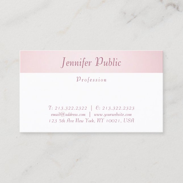 Modern Elegant Rose Gold Trendy Simple Template Business Card (Front)