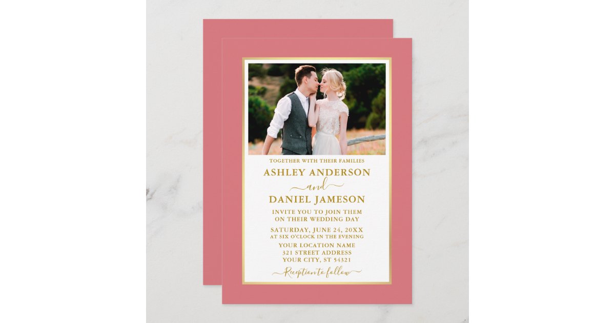 Modern Elegant Rose Gold Wedding Invitation Zazzle