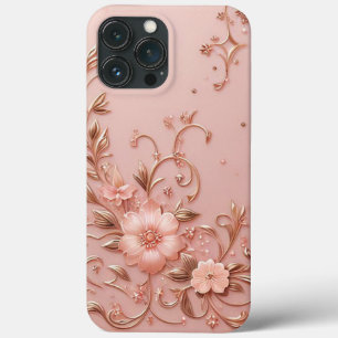 Modern elegant rose gold with floral curve8 iPhone 13 pro max case