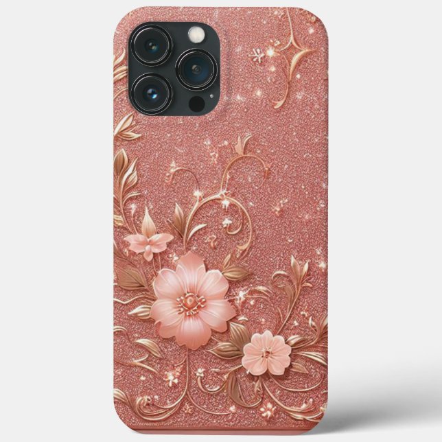 Modern elegant rose gold with floral curve9 Case-Mate iPhone case (Back)