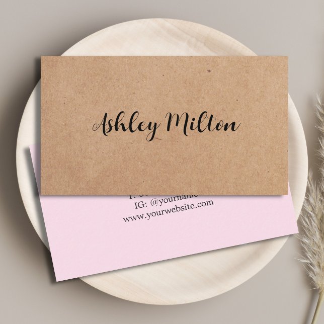Modern Elegant Rose PRINTED Kraft Paper Consultant Business Card (Creator Uploaded)