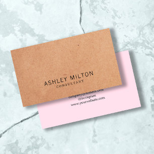 Modern Elegant Rose PRINTED Kraft Paper Consultant Business Card