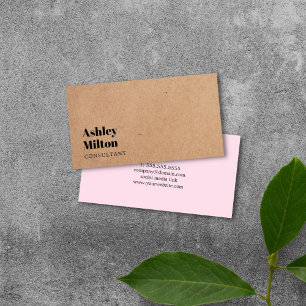 Modern Elegant Rose PRINTED Kraft Paper Consultant Business Card
