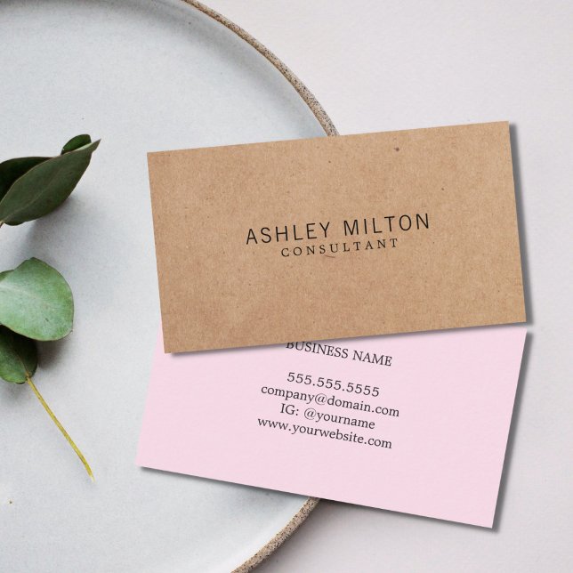 Modern Elegant Rose PRINTED Kraft Paper Consultant Business Card (Creator Uploaded)