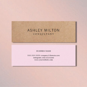 Modern Elegant Rose PRINTED Kraft Paper Consultant Mini Business Card