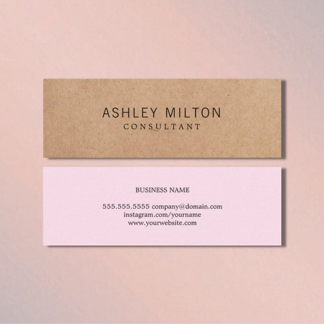 Modern Elegant Rose PRINTED Kraft Paper Consultant Mini Business Card (Creator Uploaded)