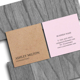 Modern Elegant Rose PRINTED Kraft Paper Consultant Square Business Card