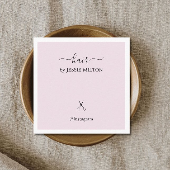 Modern Elegant Rose White Hairdresser  Square Business Card (Creator Uploaded)