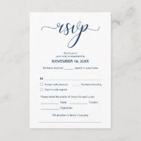 Modern Elegant RSVP,  Navy Blue, Respond