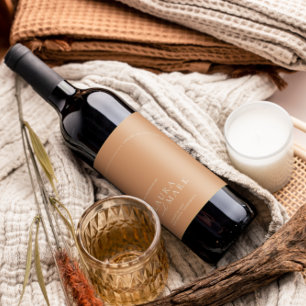 Modern Elegant Rust Boho Arch Minimalist Wedding Wine Label